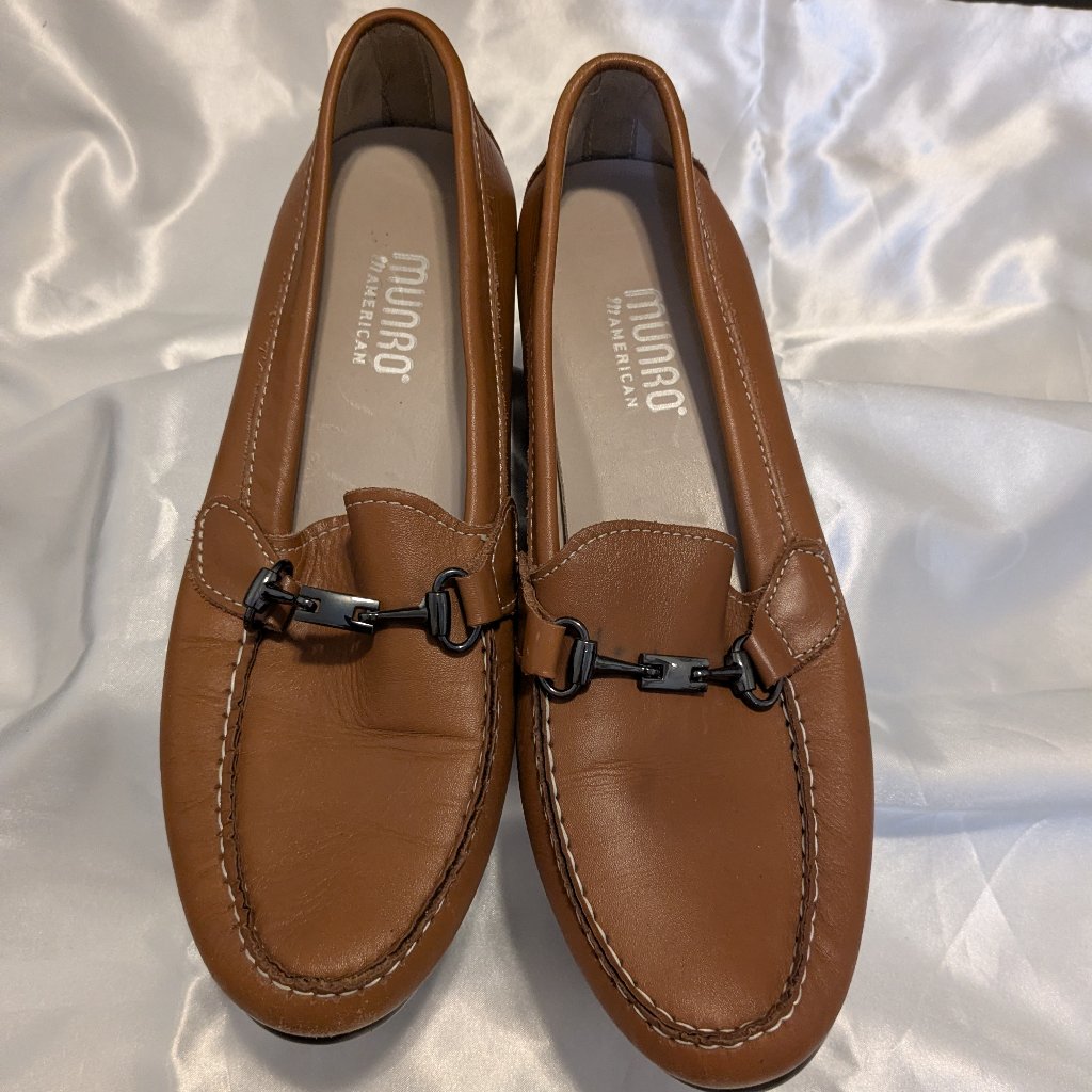 Murano American Kimi Cognac Brown Leather Horsebit Loafers Size 8